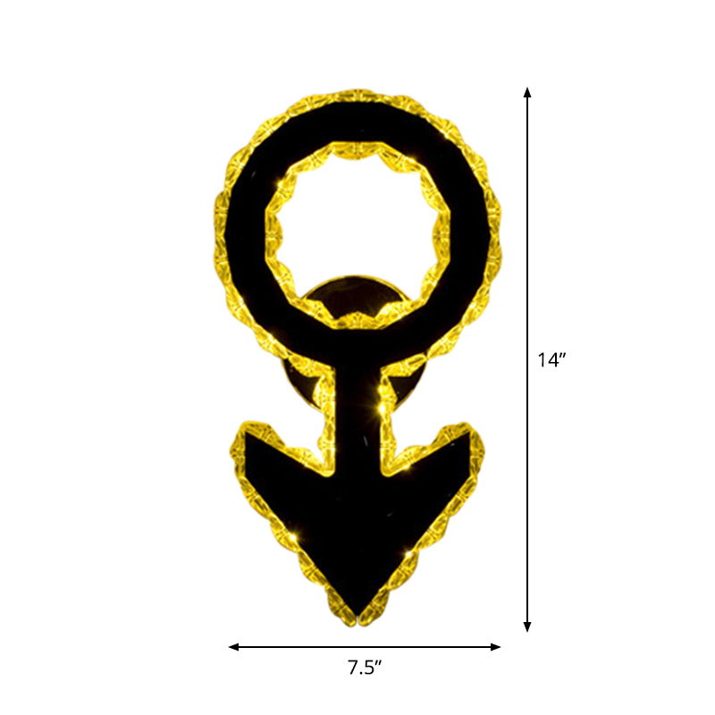 Modern Gold Wifi/Dual C Hotel Wall Sconce With Crystal Encrusted Led Lighting