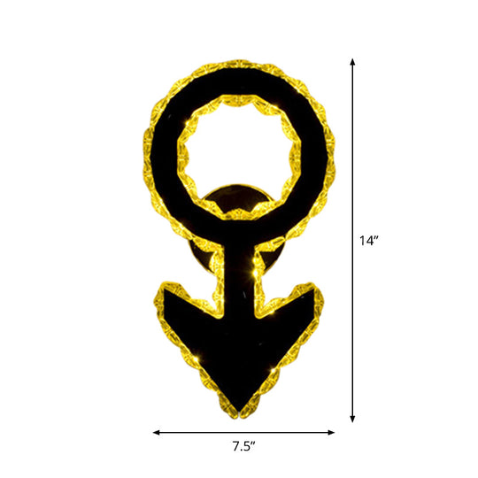 Modern Gold Wifi/Dual C Hotel Wall Sconce With Crystal Encrusted Led Lighting