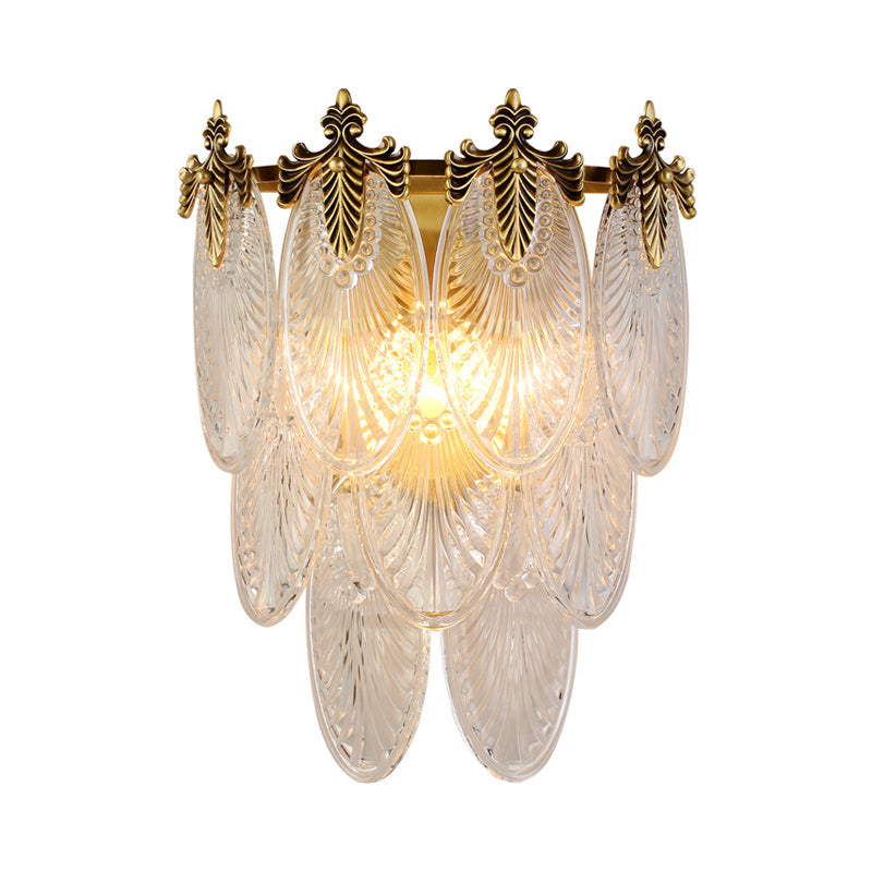 Postmodern Oval Glass Wall Sconce Light Fixture With Gold Finish