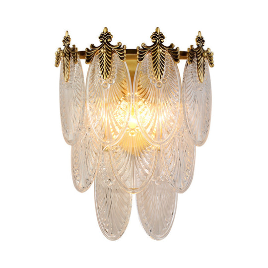 Postmodern Oval Glass Wall Sconce Light Fixture With Gold Finish