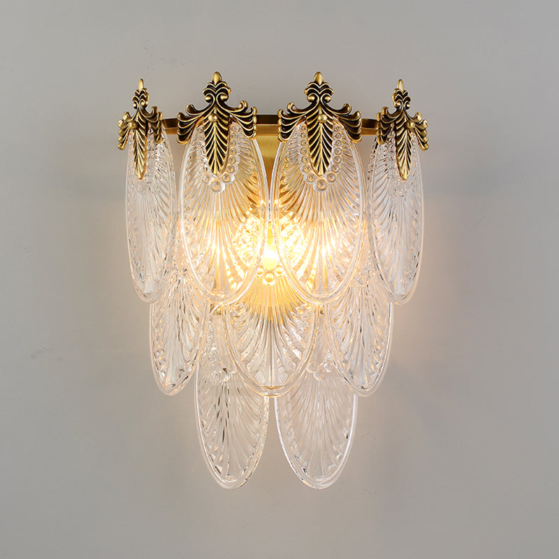Postmodern Oval Glass Wall Sconce Light Fixture With Gold Finish