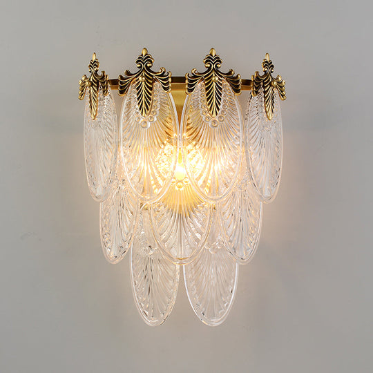 Postmodern Oval Glass Wall Sconce Light Fixture With Gold Finish