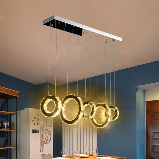 Modern Silver Crystal Pendant Light For Dining Room- 3/5 Lights 5 /