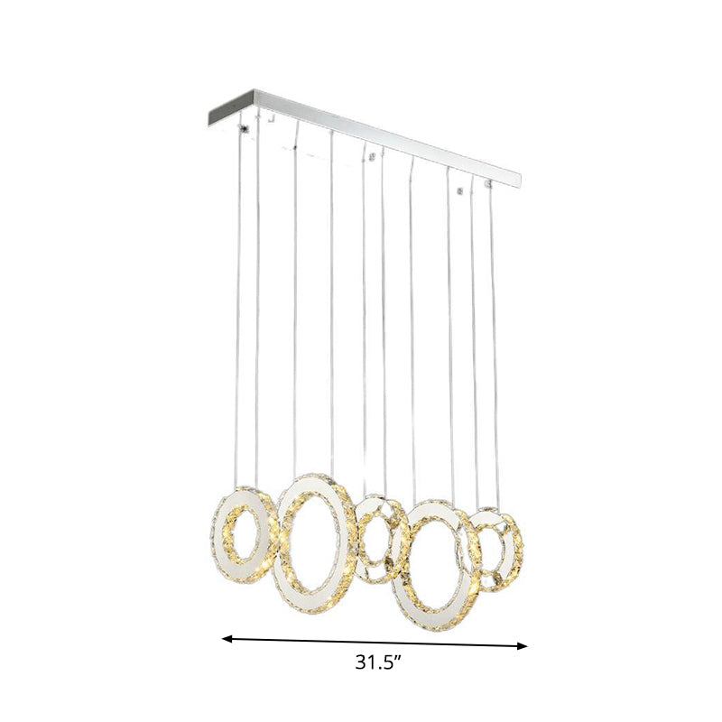 Modern Silver Crystal Pendant Light For Dining Room- 3/5 Lights