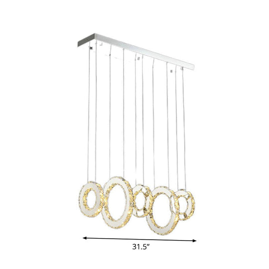 Modern Silver Crystal Pendant Light For Dining Room- 3/5 Lights