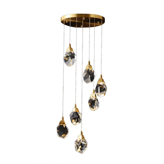 Modern Crystal Raindrop Pendant Light In Brass For Dining Room - Available 3 5 Or 24-Light Options