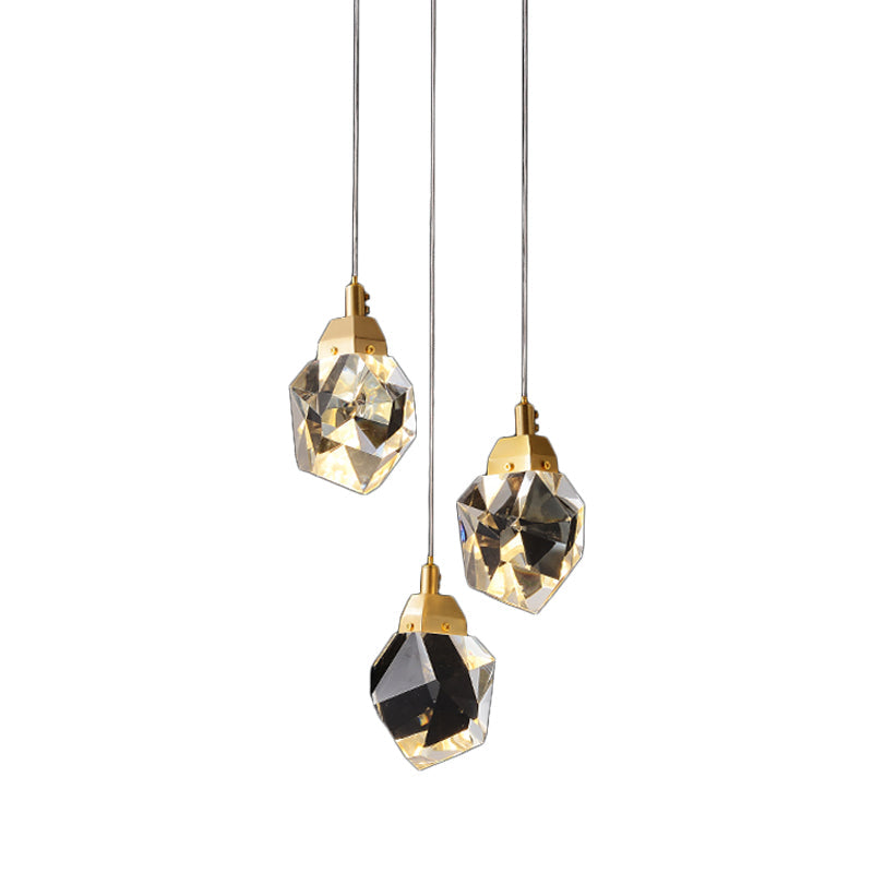 Modern Crystal Raindrop Pendant Light In Brass For Dining Room - Available 3 5 Or 24-Light Options