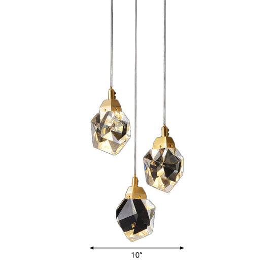 Modern Crystal Raindrop Pendant Light In Brass For Dining Room - Available 3 5 Or 24-Light Options