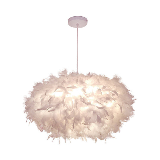 Minimalist Hanging Pendant Light With Feather Design - White