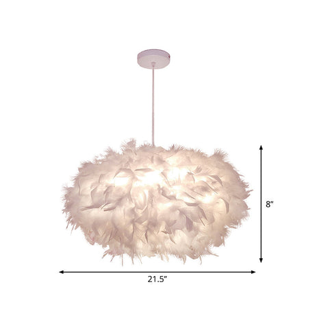 Minimalist Hanging Pendant Light With Feather Design - White