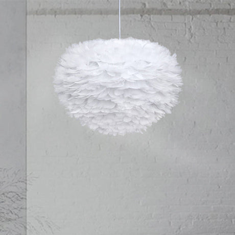 Minimalist White Sphere Pendulum Light - 14/18/21.5 Wide 1-Head Feather Down Pendant