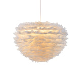 Minimalist White Feather Pendant Light For Girls Bedroom