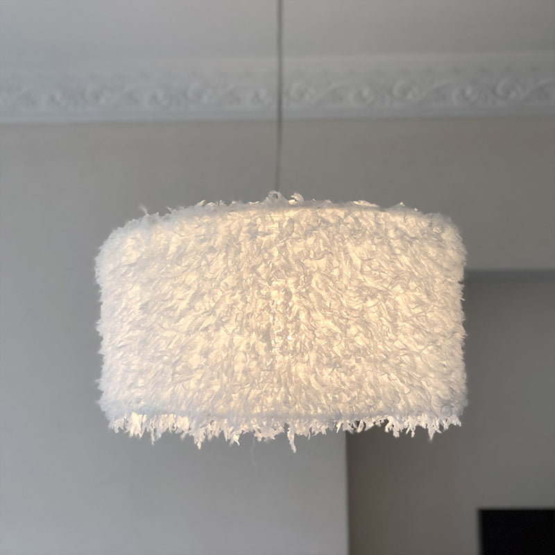 Pink & White Feather Pendant Lamp - Nordic Style