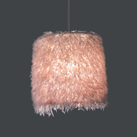 Pink & White Feather Pendant Lamp - Nordic Style