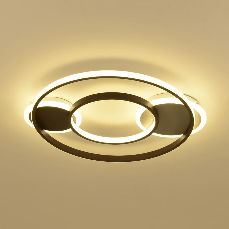 Modern Black Circle Flush Mount Led Ceiling Lamp For Child’s Bedroom