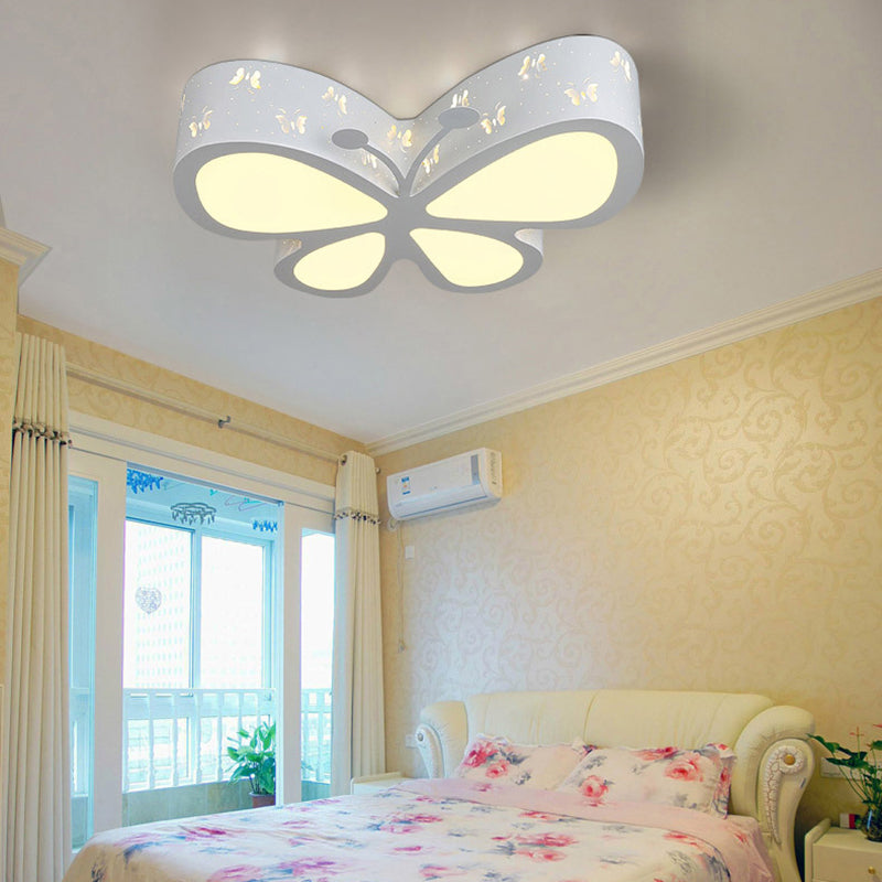 Kindergarten Butterfly Ceiling Light - Cartoon Led Flush Mount Fixture White / 23.5’