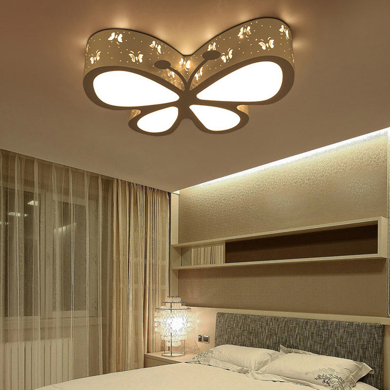 Kindergarten Butterfly Ceiling Light - Cartoon Led Flush Mount Fixture White / 19.5