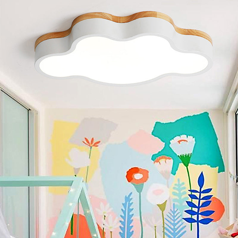 Eye-Caring Led Flush Mount Ceiling Light For Baby Bedroom - Nordic Style White / Warm