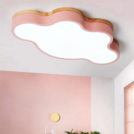 Eye-Caring Led Flush Mount Ceiling Light For Baby Bedroom - Nordic Style Pink / White