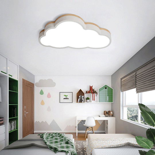 Macaron Loft Slim Panel Led Ceiling Lamp For Living Room With Acrylic Cloud Mount White / 19.5’