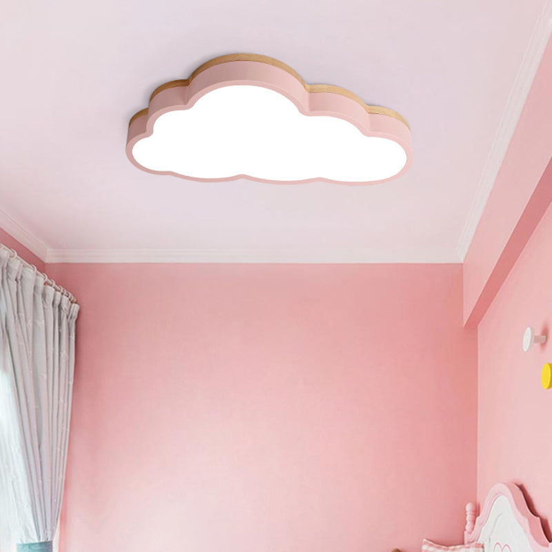 Macaron Loft Slim Panel Led Ceiling Lamp For Living Room With Acrylic Cloud Mount Pink / 19.5 White