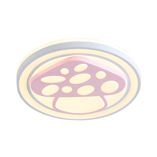 Girls Pink Cartoon Led Ceiling Lamp With Cute Pattern Acrylic Flush Mount Light