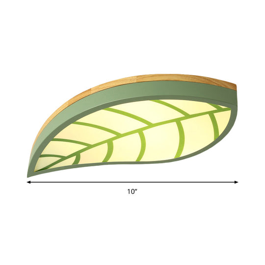 Cartoon Macaron Led Ceiling Light For Child Bedroom - Metal Acrylic Leaf Design