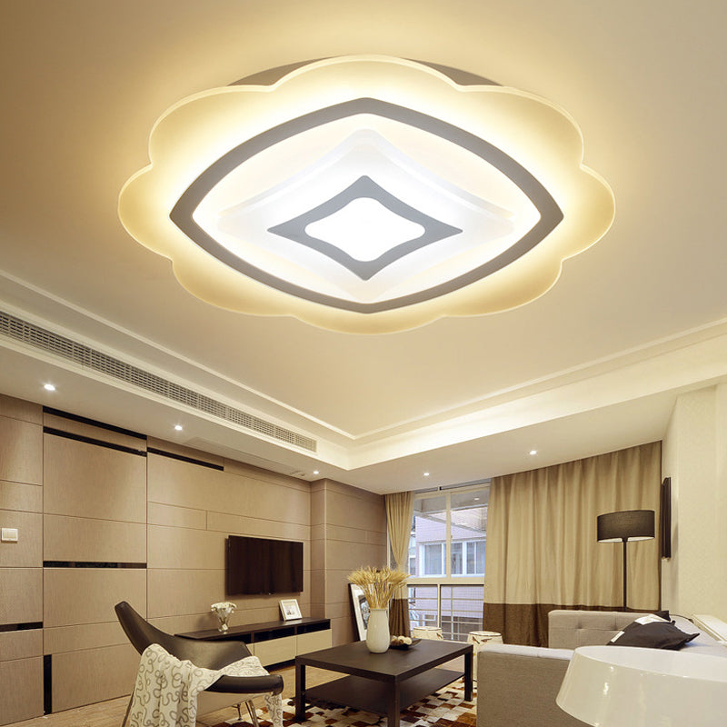 Modern Led Flower Ceiling Light - White Acrylic Fixture For Kid’s Bedroom