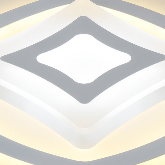 Modern Led Flower Ceiling Light - White Acrylic Fixture For Kid’s Bedroom