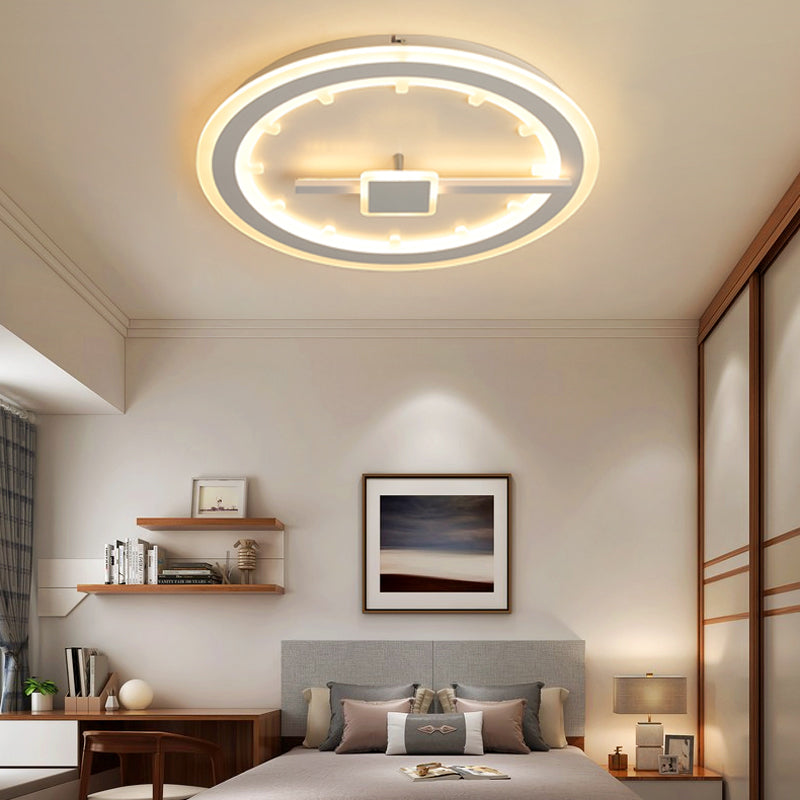 Sleek Slim Panel Led Flush Ceiling Light For Dining Room - Creative Circle Design With Acrylic