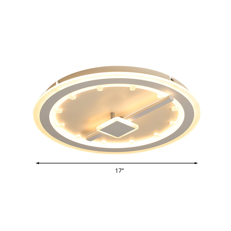 Sleek Slim Panel Led Flush Ceiling Light For Dining Room - Creative Circle Design With Acrylic White