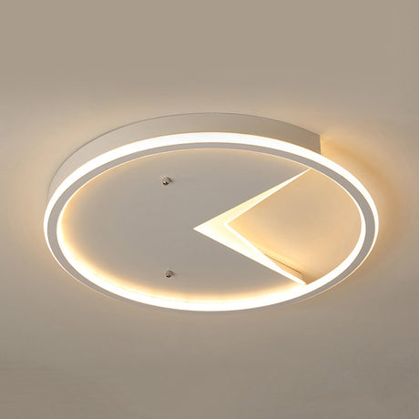 Sleek Slim Panel Led Flush Ceiling Light For Dining Room - Creative Circle Design With Acrylic White
