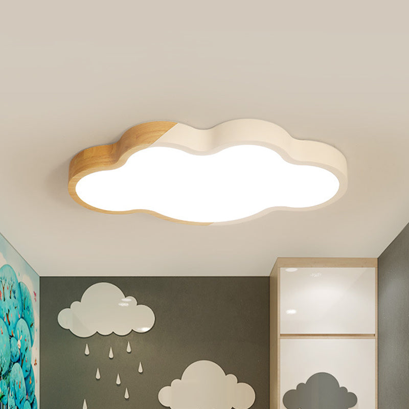 Nordic Cloud Shape Led Ceiling Light For Kid’s Bedroom - Acrylic Flush Mount Energy Saving White