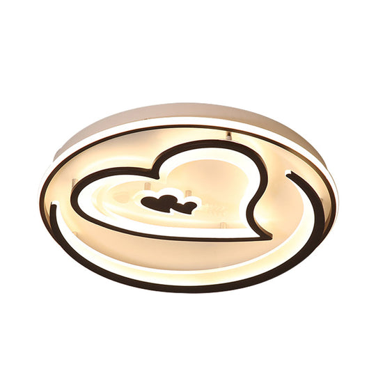 Nordic Style Led Black Acrylic Loving Heart Ceiling Light - Ideal For Hotels And Restaurants