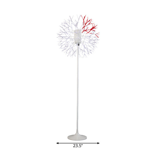 Modern Dandelion-Shaped Floor Lamp - Sleek Metal Design 1 Head Radiates Romantically In White For