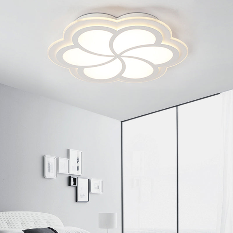 White Blossom Shaped Flush Mount Led Ceiling Lamp For Kids’ Balcony And Porch / 16.5’ Third Gear
