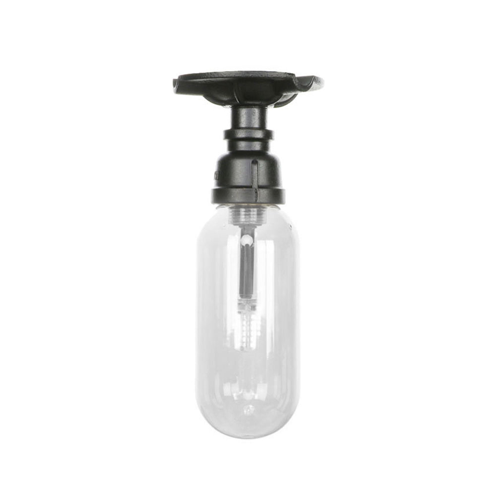 Industrial Clear Glass Semi - Flush Ceiling Light With Pipe Design