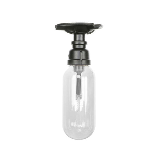 Industrial Clear Glass Semi - Flush Ceiling Light With Pipe Design