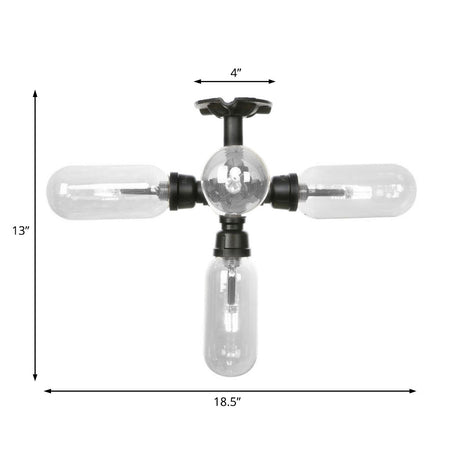With A Pipe Design: Industrial Metal Black Sconce Light Featuring Capsule Shade Wall Lighting