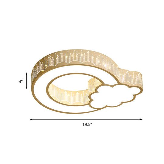 Kids’ Bedroom Ceiling Light With Etched Metal Acrylic Design And White Led Lamp