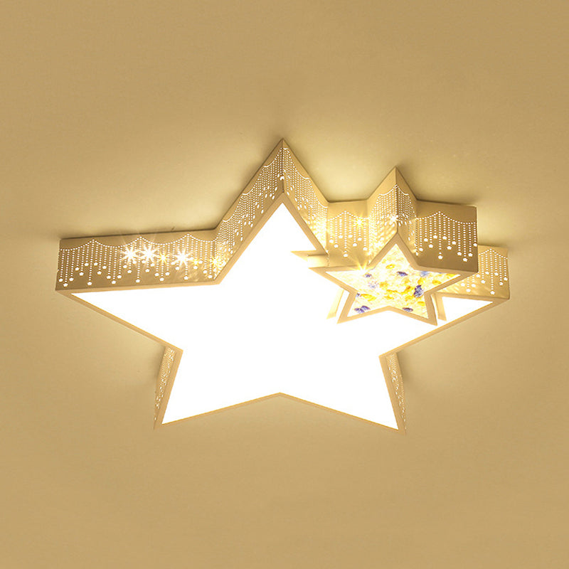 Kids’ Bedroom Ceiling Light With Etched Metal Acrylic Design And White Led Lamp