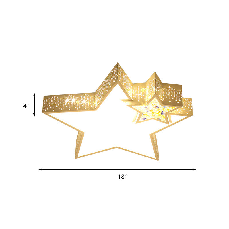 Kids’ Bedroom Ceiling Light With Etched Metal Acrylic Design And White Led Lamp