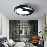 Abstract Pattern Led Ceiling Light For Kids Room Or Hotel - Round Acrylic Design In Black