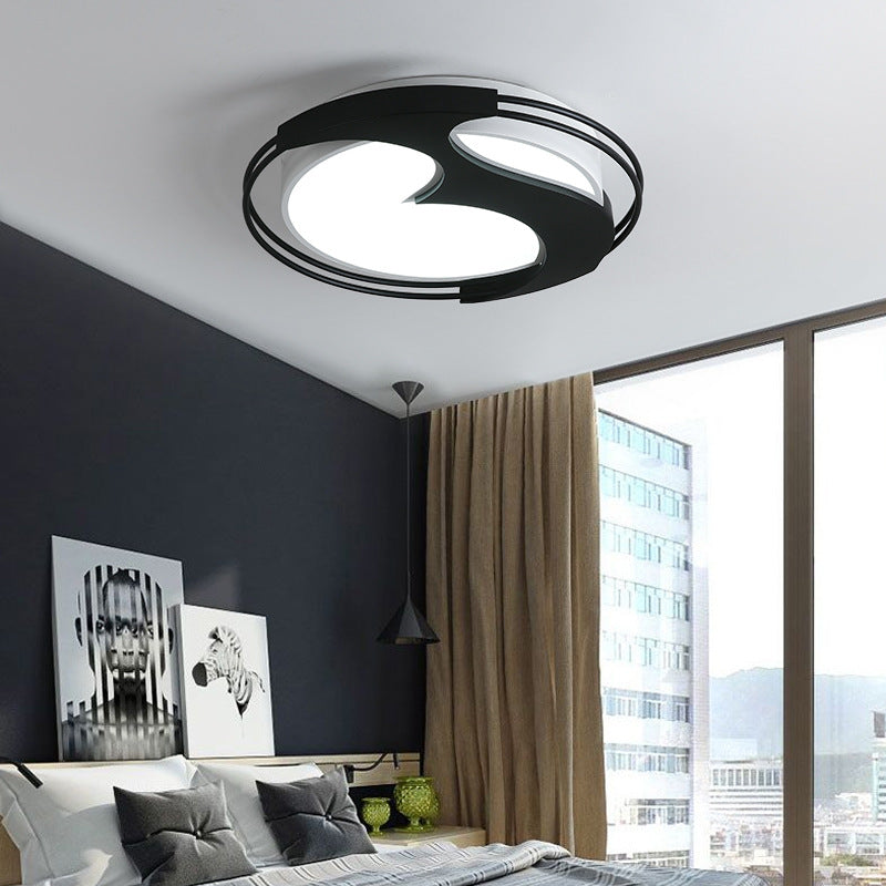 Abstract Pattern Led Ceiling Light For Kids Room Or Hotel - Round Acrylic Design In Black
