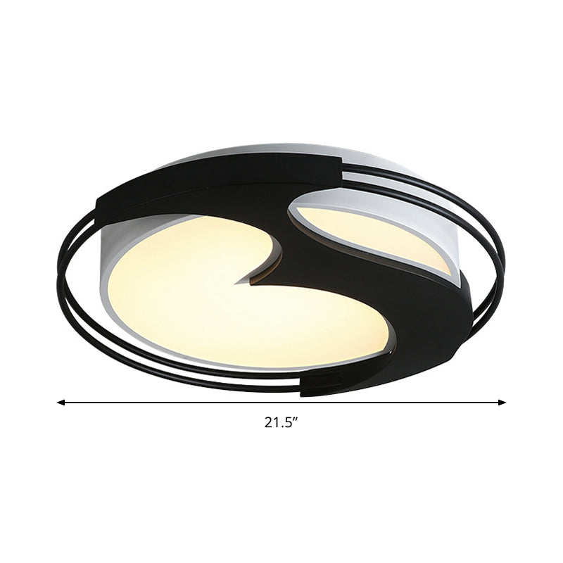 Abstract Pattern Led Ceiling Light For Kids Room Or Hotel - Round Acrylic Design In Black
