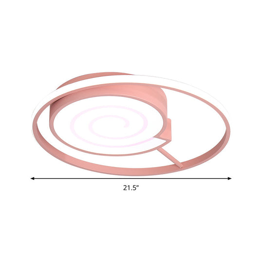 Lovely Lollipop Led Ceiling Lamp For Kids’ Bedrooms - Acrylic Flush Mount Light With Ring