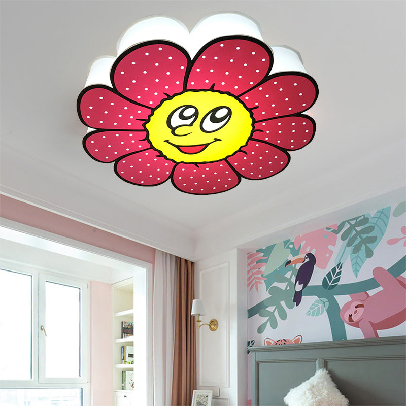 Pink Cartoon Metal Ceiling Light For Flower-Themed Dining Rooms / White