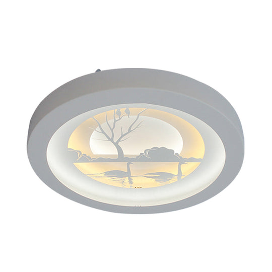 Nordic White Led Circular Flush Ceiling Light For Living Room