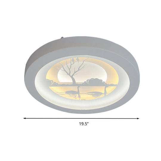 Nordic White Led Circular Flush Ceiling Light For Living Room