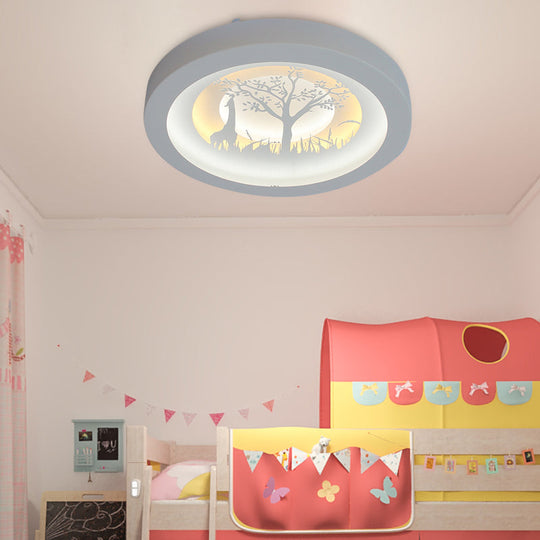 Nordic White Led Circular Flush Ceiling Light For Living Room / D